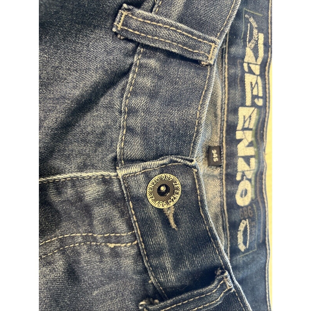 Ze Enzo 989 Women's Classic Rise Jeans Size 34S Buckle Snap Detail Blue